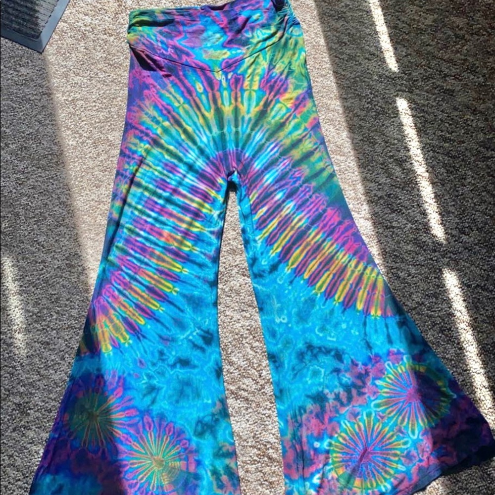 Tie Dye Flare Wide Leg Hippie Pants